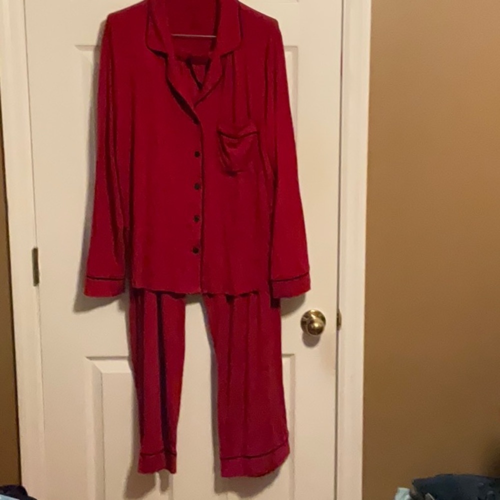 Auden Women’s Cloud Knit Modal Notch Collar Top And Pants Pajama Set Size XXL